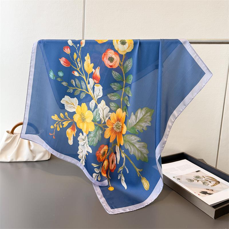 2026 New Luxury Design Square Silk Scarf Women 70*70cm Bandana Soft Hair Band Wrap Hijab Neckerchief Hairband Headband Foulard