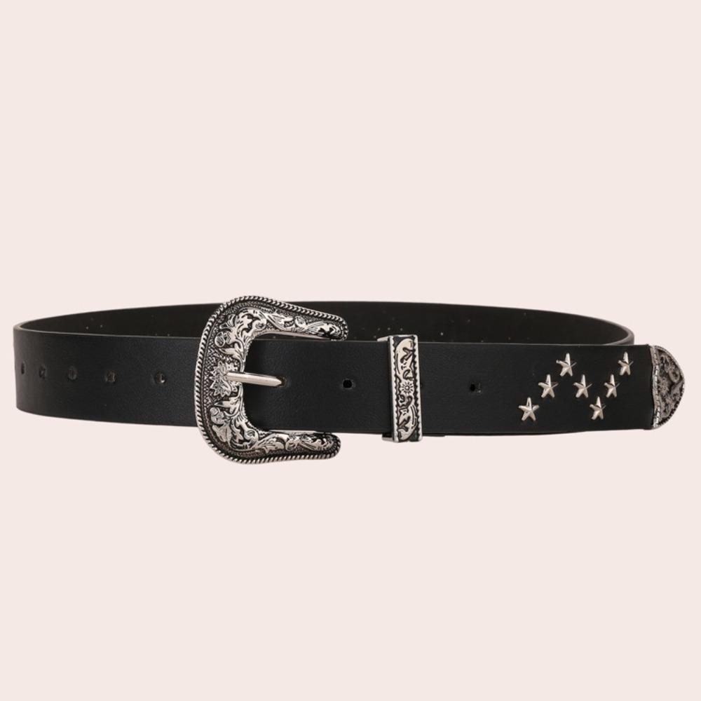 Jeans Decor Y2K Wide Belt Punk PU Leather Waistbands Fashion Star Rivet Waist Belt  Ornament