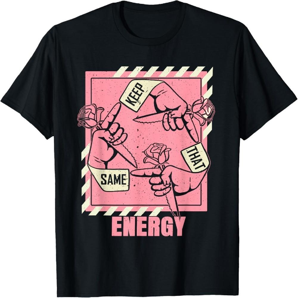 Keep That Same Energy Pink Color Graphic T-Shirt XXXXXL чёрный