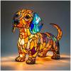Dachshund Lamp, Dog Series Art Night Light, Stained Resin French Bulldog Tabletop Night Light, Cute Pet Dogs Themed LED Table Lamps, Fun Gift for Dog