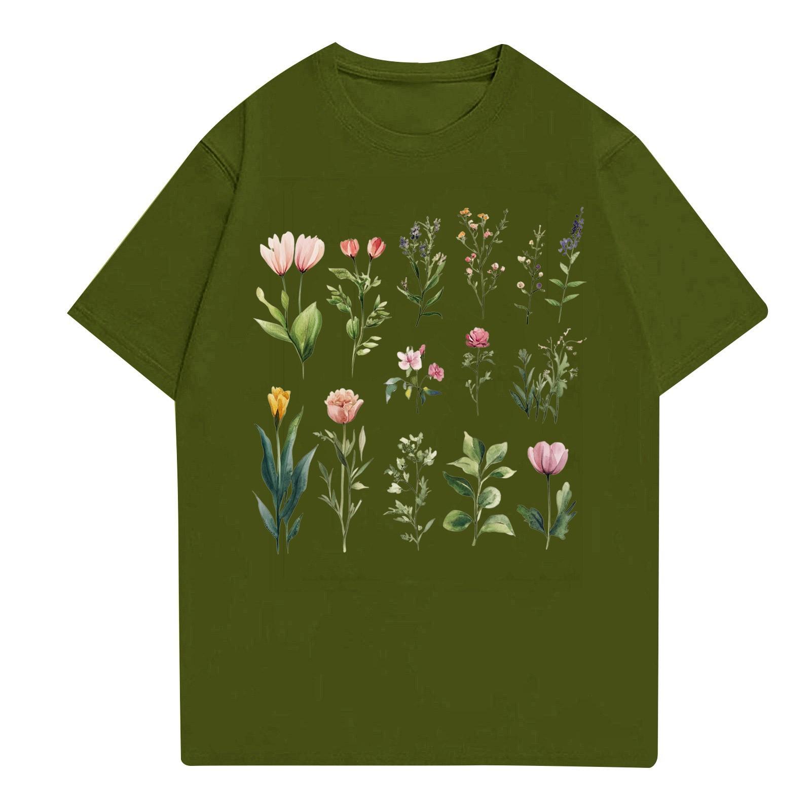 

Женская мода повседневная футболка с круглым вырезом и короткими рукавами, топ, футболка, топ L армия зеленый