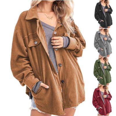 Europäische und amerikanische Damen Herbst- und Winter-Neukollektion Revers Einreiher Jacke Hemd