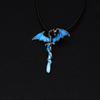 Vintage Fashion Luminous Flying Dragon Cross Pendant Necklace For Men Women Punk Glow In Dark Animal Choker Halloween Jewelry