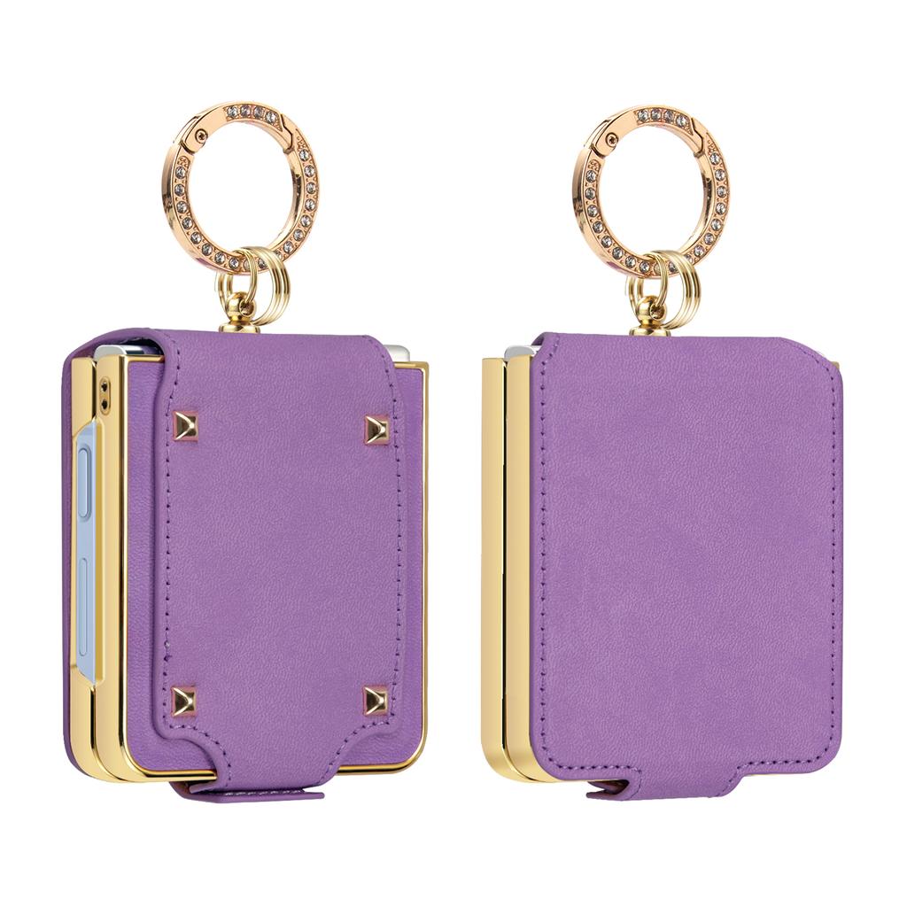 Für Samsung Galaxy Z Flip7 5G Hülle PU+PC Schutzhülle mit Fingerhalter