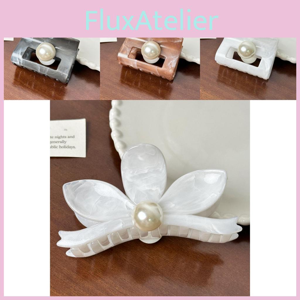 Style Retro Timeless Flower Hair Claw Clips Crafted With Premium Pearl Finish