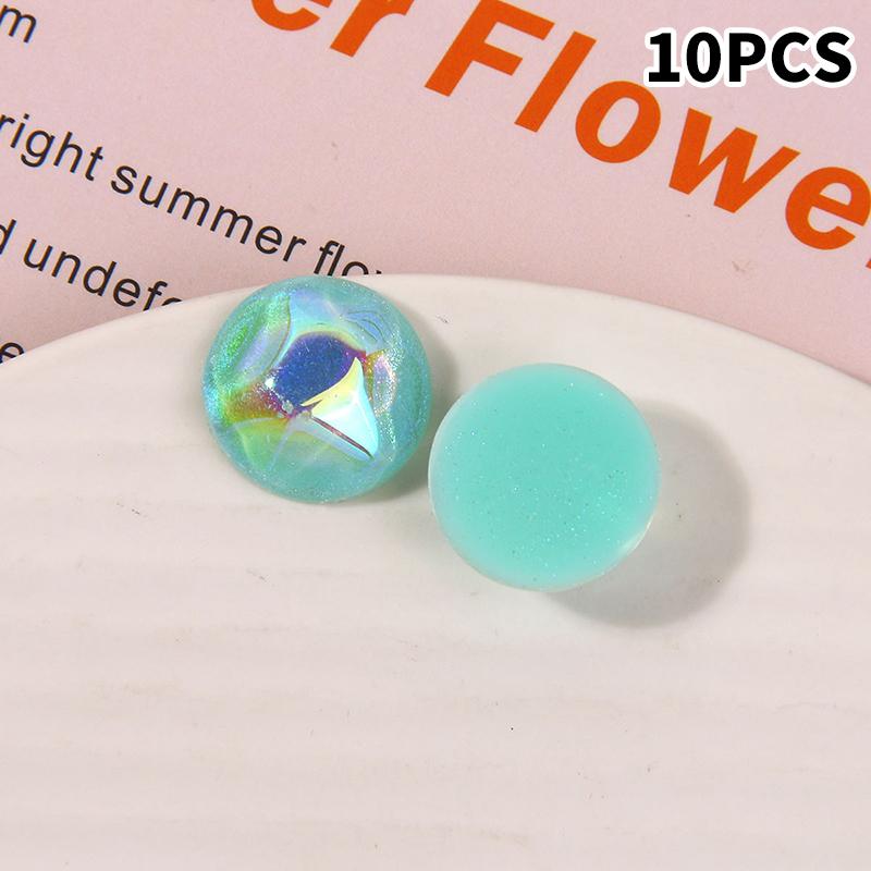 10pcs Glitter Geometry Rounds Cabochon Beads for Crafts DIY Resin Art Flatback Jewelry Making Embellishments