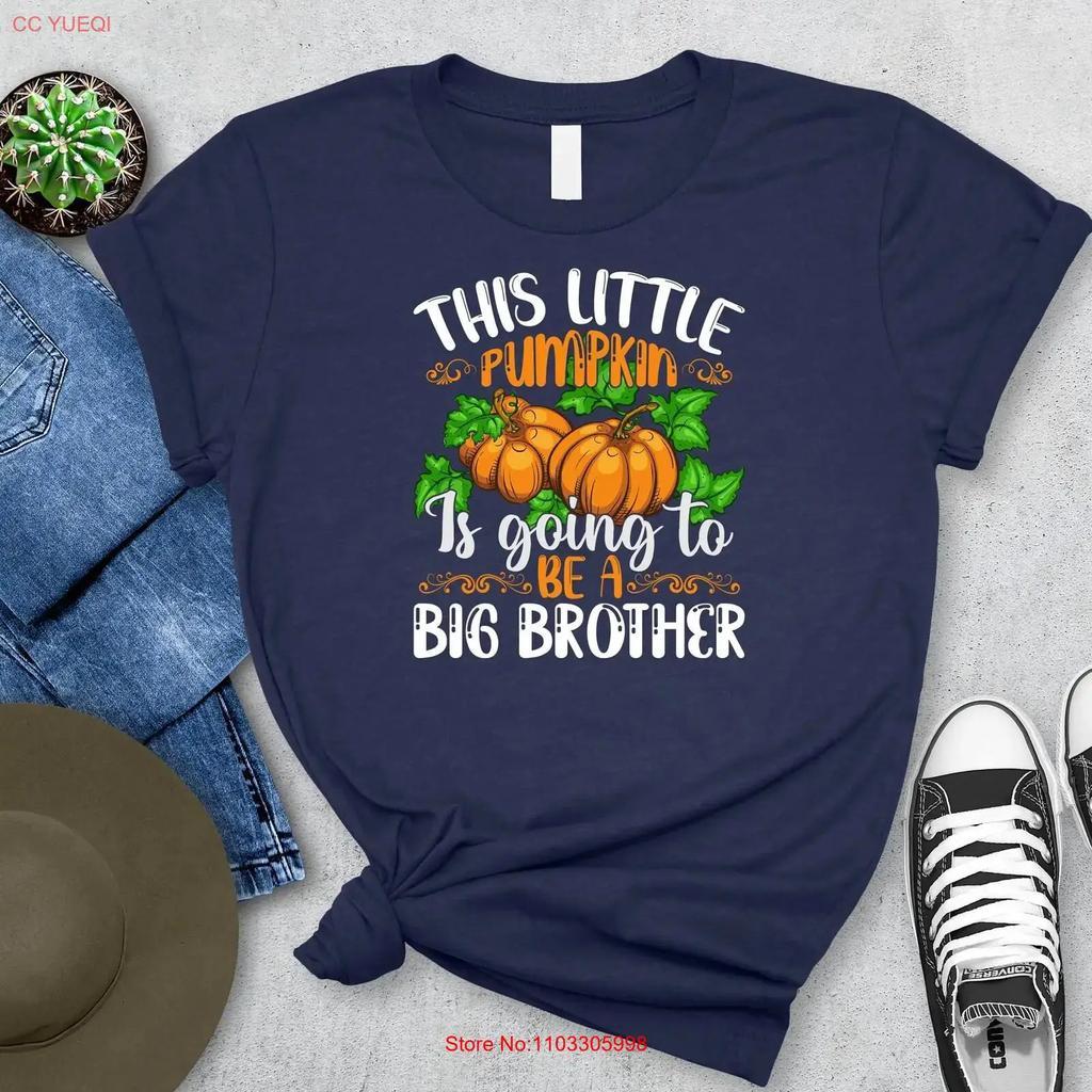 This Little Pumpkin Is Going To Be A Big Brother T Shirt Funny Thanksgiving Family Thankful Autumn Apparel Vintage