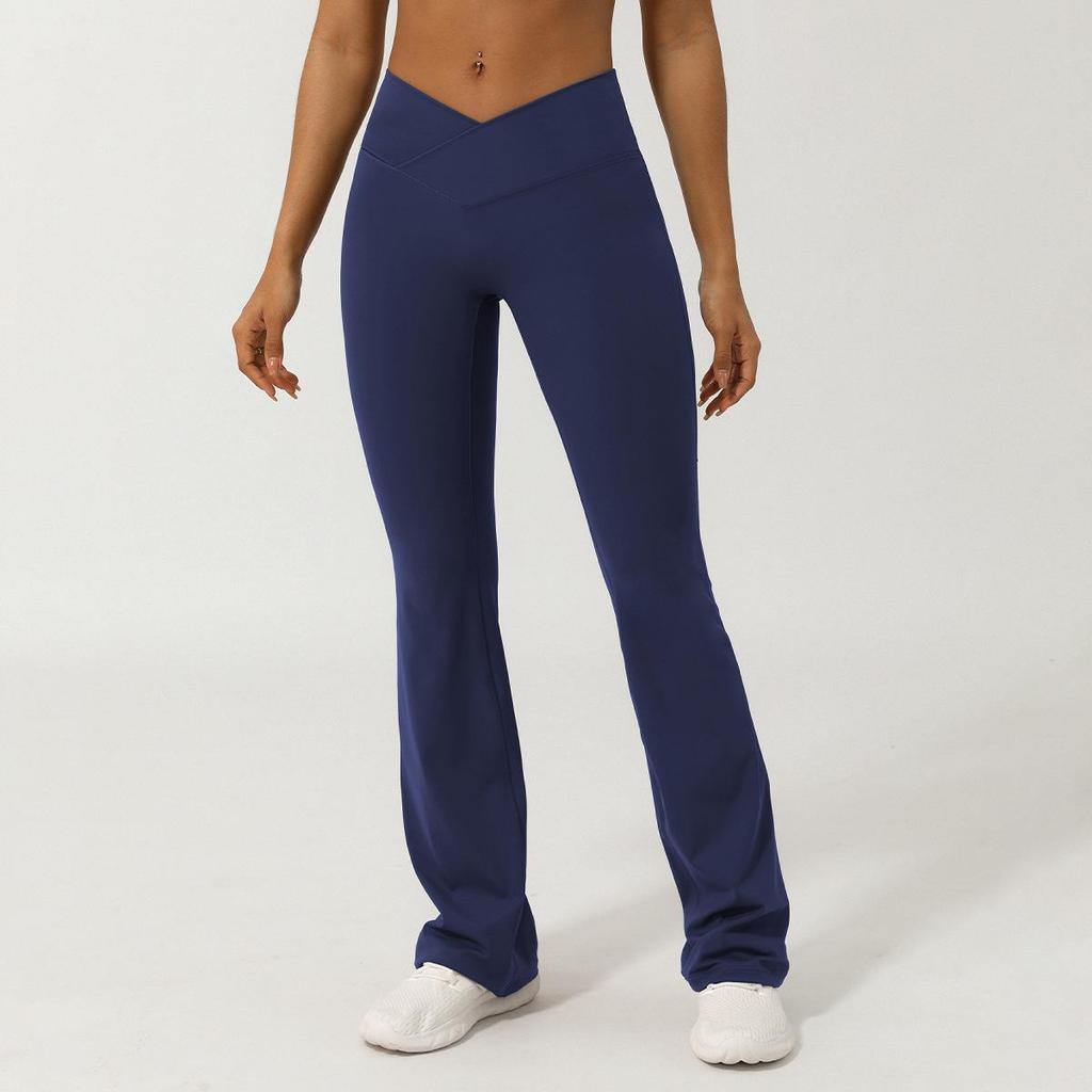 V-Waist Nude Feel Wide-Leg Yoga Pants - Women's Casual Peach Butt Flare