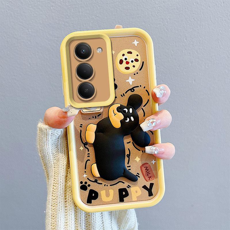KEYSION Shockproof Case for OPPO A5 5G with Lanyard Soft Silicone Cute 3D Cartoon Doll Phone Back Cover for OPPO A5 2025