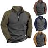 Men Quarter Zip Fleece Pullover Color Block Raglan Sleeve Long Sleeve Outdoor Thermal Sweatshirt With Arm Pocket
