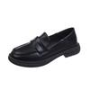 Retro Metal Black Single Shoes Versatile Women's New British Style Soft Leather Spring and Autumn Small Leather Shoes Women