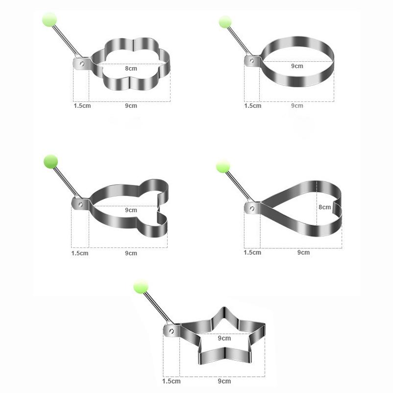 5 Pièces Anneaux à Œufs en Acier Inoxydable Moule avec Poignée Rond Antiadhésif Moule à Crêpes Omelettes Pour Plaque de Cuisson Forme à Œufs Articles de Cuisine Maison