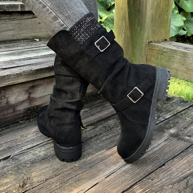 Autumn and Winter Korean Fashion Comfortable Women's Boots Mid Top Boots Thick Bottom Mid Heel Western Cowboy Boots Wholesale