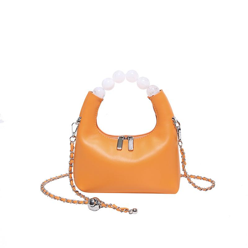 

Hot Sale Fashion New Chinese Beaded Portable Solid Color Dumpling Bag Versatile Temperament Commuter Chain Crossbody Women s Bag оранжевый