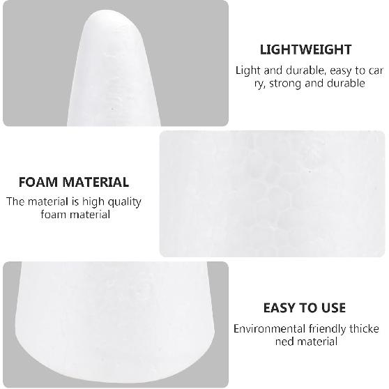 Amosfun Foam Cone Foam Tree Cones Craft Supplies for DIY Christmas Wedding Birthday Home Table Centerpiece Decoration 13.6 Inch