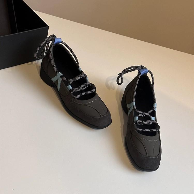 Cowhide version Small leather platform ballet shoes Women's straps Mary Jane single shoes Muffin loafer small leather shoes