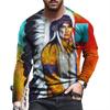 Spring and Autumn Round Neck 3D Native American Pattern Printed Top Fashionable Casual Long Sleeved Men's T-shirts