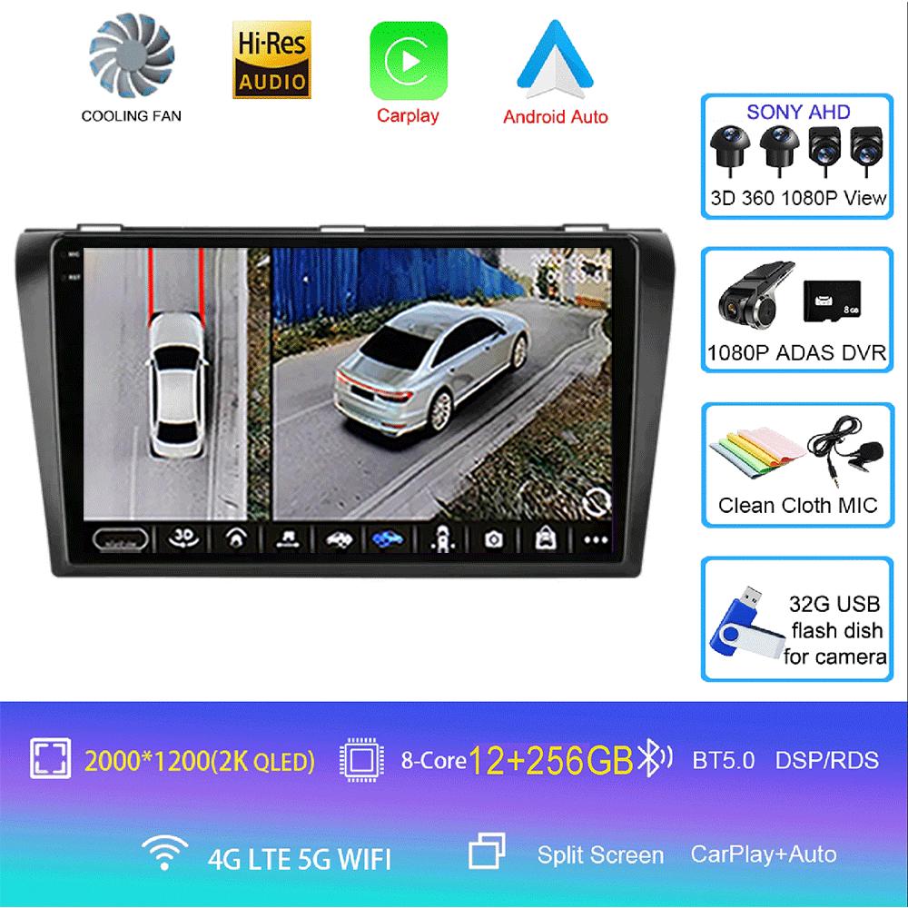 Android 14 Video Player Car Radio For Mazda 3 2004 -2009 2din with BOSE Multimedia Player Carplay Stereo GPS Head Unit
