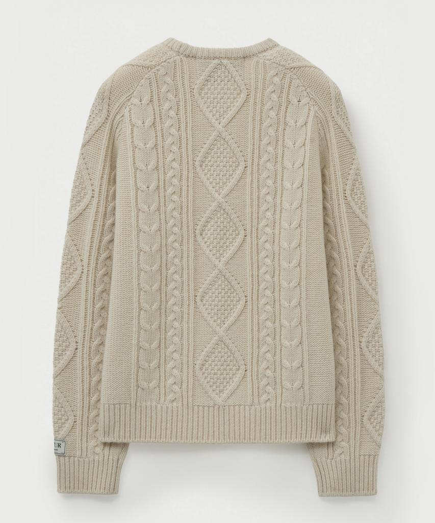 Seteo Big Cable Fisherman Pullover Knit Cream
