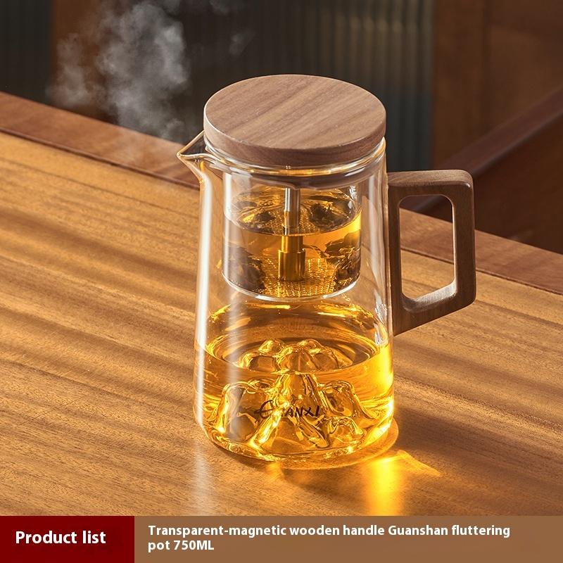 GIANXI Lid Magnetic Suction Tea Infuser Teapot High Temperature Resistant Glass Kettle Separation Filter Tea Brewing Kettle