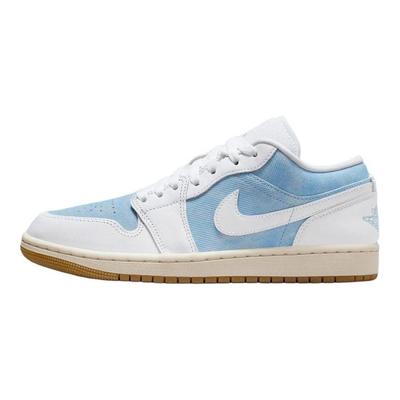 Air Jordan 1 Низькі кросівки для баскетболу, стійкі до ковзання та стирання, вінтажні, жіночі, синьо-білі, Jordan HQ2004-400