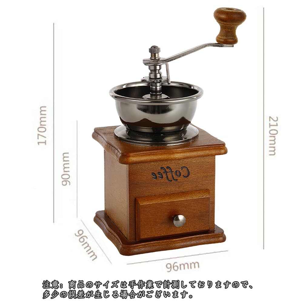 ESTVLB Wooden Coffee Mill, Portable Hand Coffee Machine, Manual Grinder with Ceramic Mortar, Compact, Lightweight, Portable, Easy To Clean,