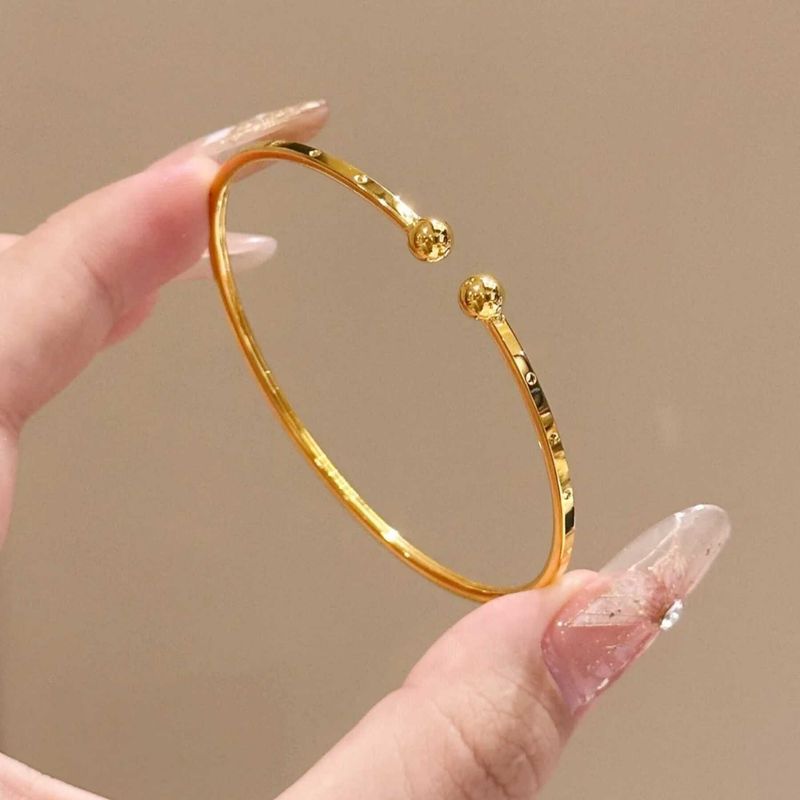 

Ультратонкий браслет-манжета, минималистичный дизайн, браслет из желтого золота, женские аксессуары, нишевый стиль, глянцевый простой браслет, универсальное украшение Golden Open Beaded Very Fine Bracelet
