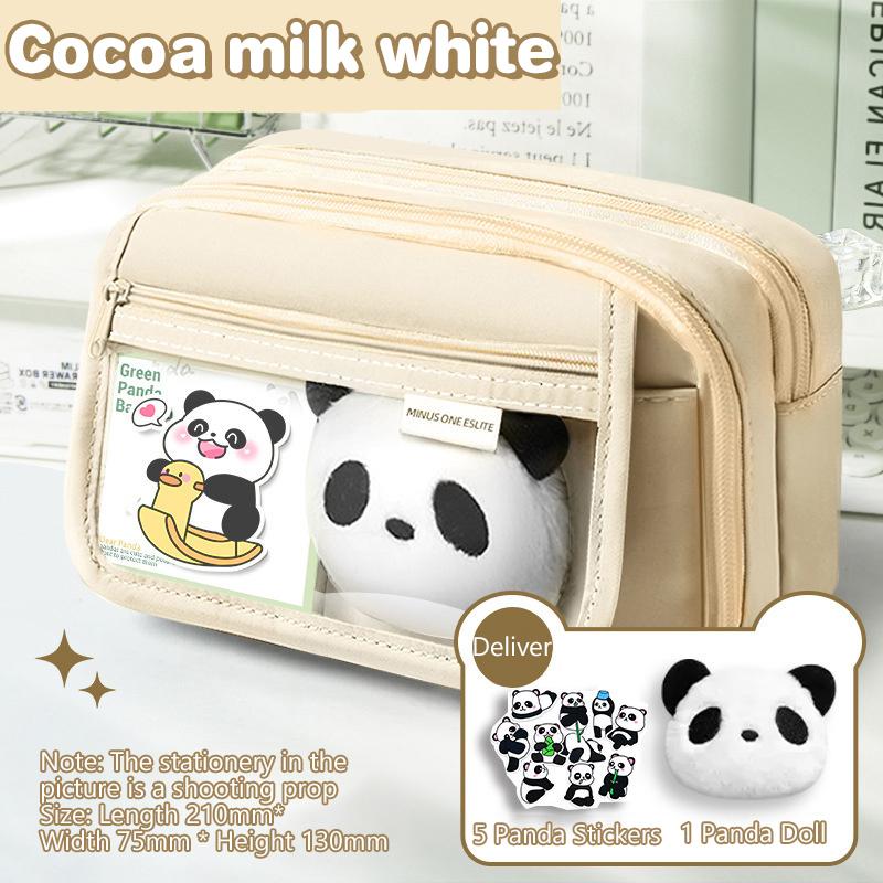 Large Capacity Pencil Bag Capybara Cartoon Stationery Holder Bag With Brooches Stickers Clips Keychains Children Pen Case