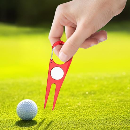 Golf Divot Repair Tool Aluminum Alloy Green Fork with Magnetic Ball Marker Golf Accessories for Men Women Golfers