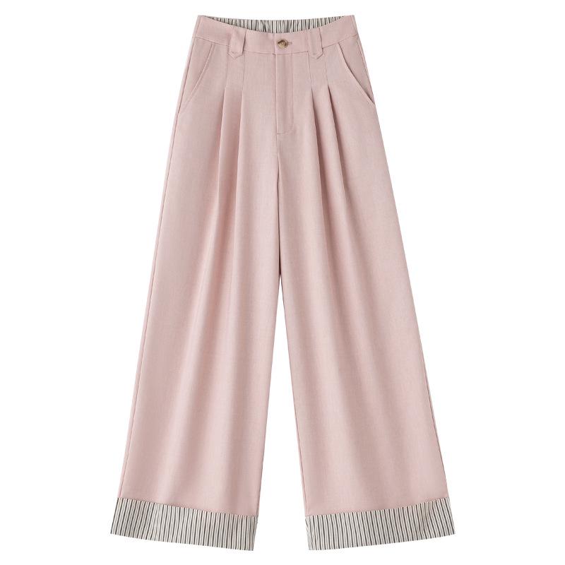 

Wilderness Patchwork Linen Wide Leg Pants - Elastic Waist, Loose Fit, Versatile Casual Style. Small