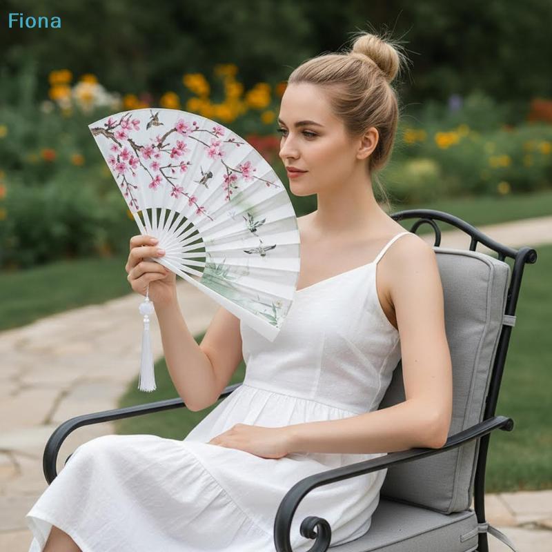 Black Silk Folding Fan with Ink White Dragon Pattern, Chinese Style Hand Fan for Cosplay, Home Decor & Performance