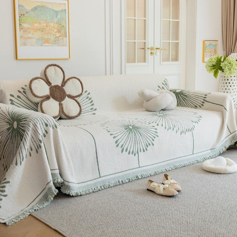 Printed Sofa Cover Chenille Sofa Towel Plush Tassel Blanket Couch Cover Universal Anti-cat Scratch Sofa Towel for Living Room
