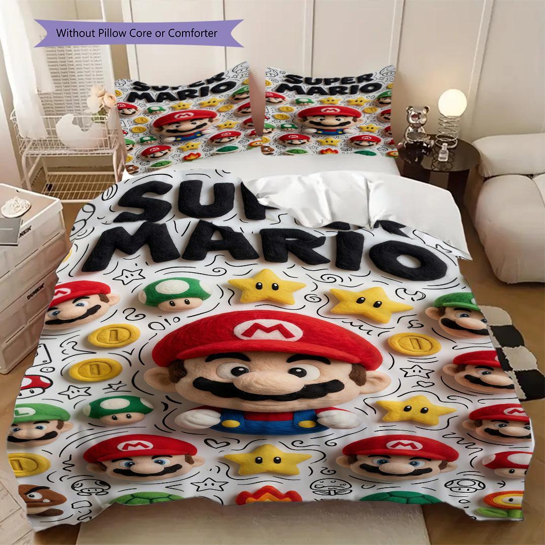 Super Mario Cartoon Duvet Cover | King, Queen, Full, Twin, Anime Cartoon Bedding Set Gift LXRa60 135x200cm