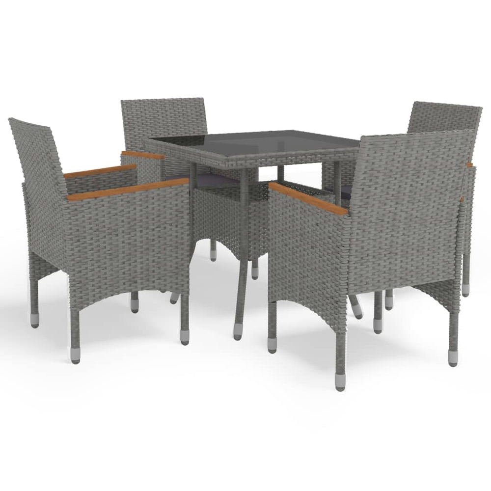 Ensemble à manger de jardin 5 pcs  Résine tressée et acacia