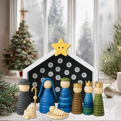 Kit Artizanal DIY Scenă a Nașterii cu Nasturi cu Nasturi și Mărgele Ornament de Crăciun Handmade Activitate pentru Copii Familii Decor de Sărbători Creștine