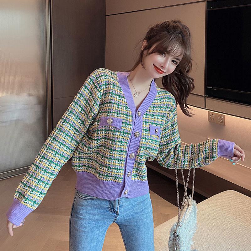 Autumn Knitted Sweater Fashion Casual Loose Jacket Long Sleeve Short Young Women Top