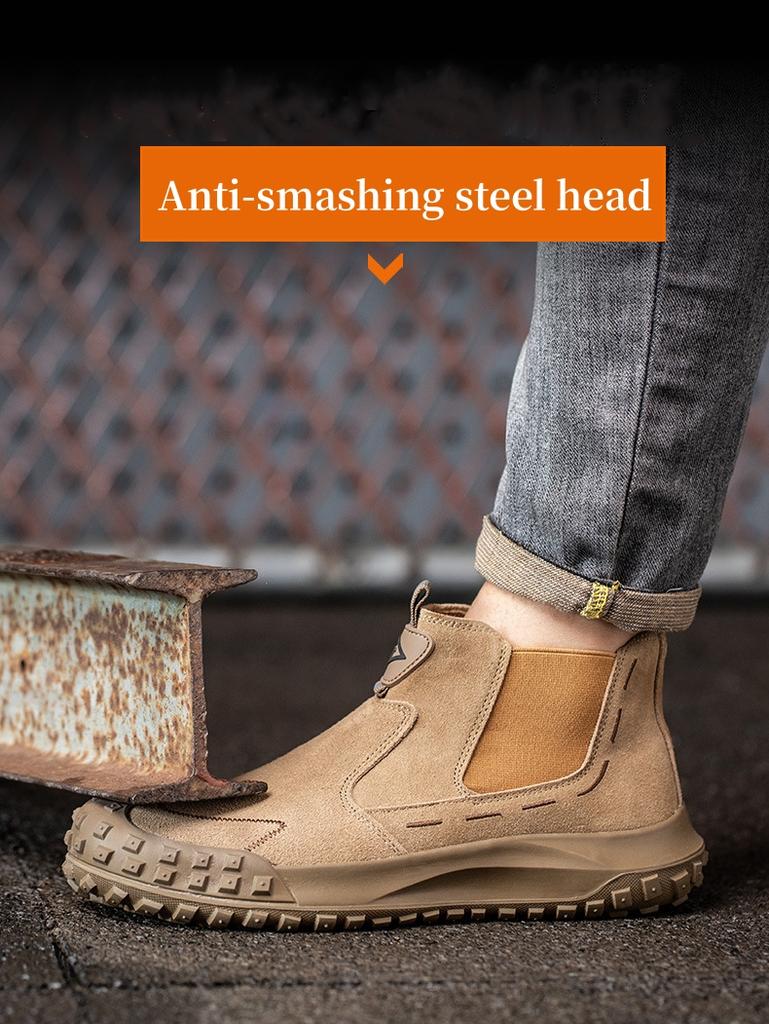 Sicherheitsschuhe für Herren, mit Stahlkappe, für Schweißer, stichsicher, funkensicher, Arbeitsstiefel für Herren, Bauschuhe mit Anti-Smash-Funktion