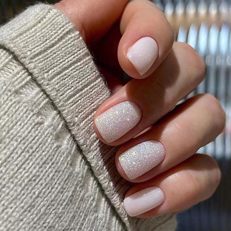 

Sweet & Cute Transparent Glitter Press-On Nails for Gentle Girls