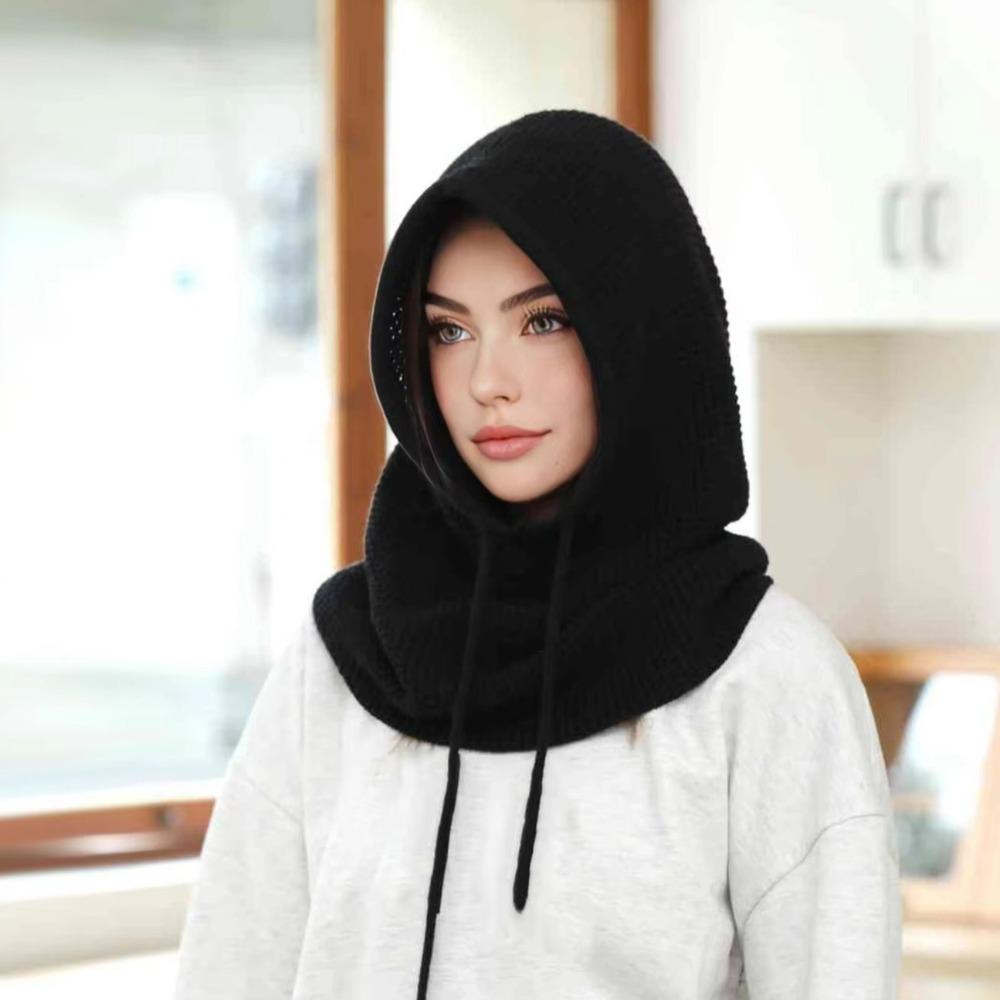 Warm Knitted Hooded Cap Ear Protection Scarf Hat Fashion Full-envelope Cap  Unisex