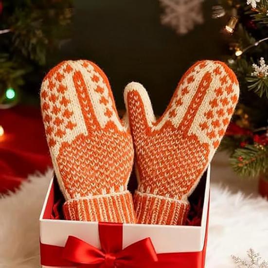 Rękawiczki Naughty List Zimowe Ciepłe Przytulne Dzianinowe Rękawiczki z Ukrytym Nastawieniem Zabawne