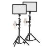 2 Packs LED Video Light Kit 15W LED Light Panel with 1.2M Metal Light Stands Phone Holders