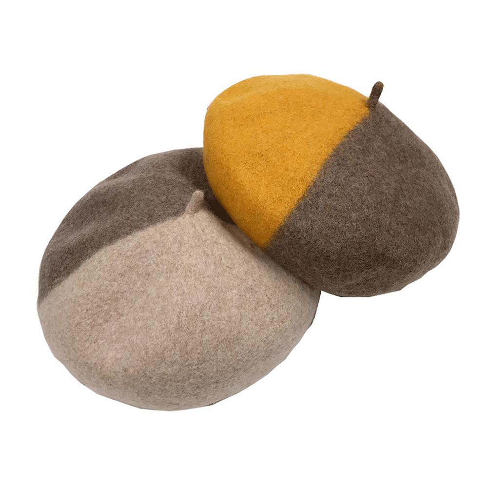 Female Winter Hats Double Color Matching Beret Cap Fashion Soft Cashmere Hats