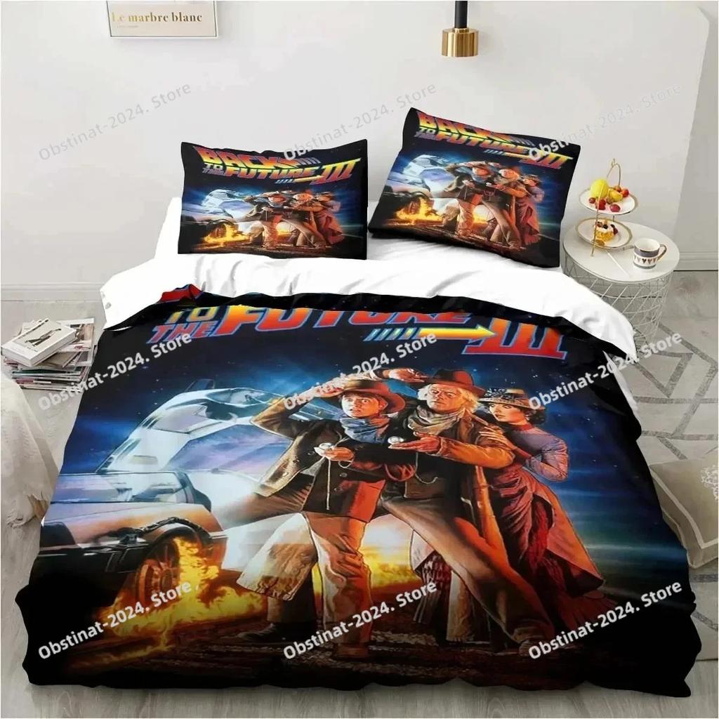 Back To The Future Clasic Movie Retro Beding Set Printed With Pilowcase Soft Duvet Cover Soft Single Double Quen Super King-Sized Dimensionsd