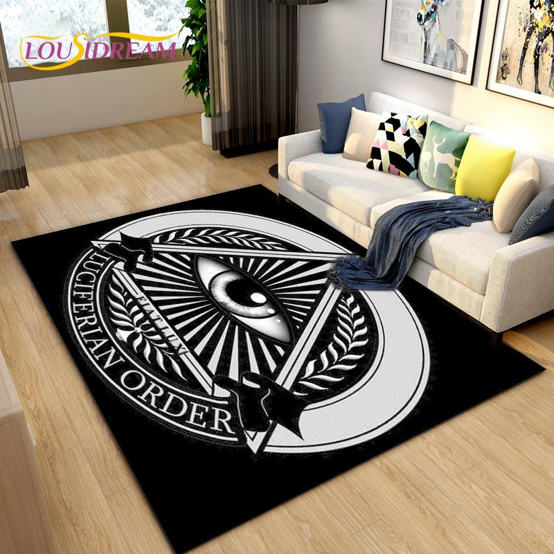 Masonic Carpet Freemason Illuminati Ring Area Rug Large,Carpet All Seeing Eye Rugs Carpets for Living Room,Fitness Pet Floor Mat