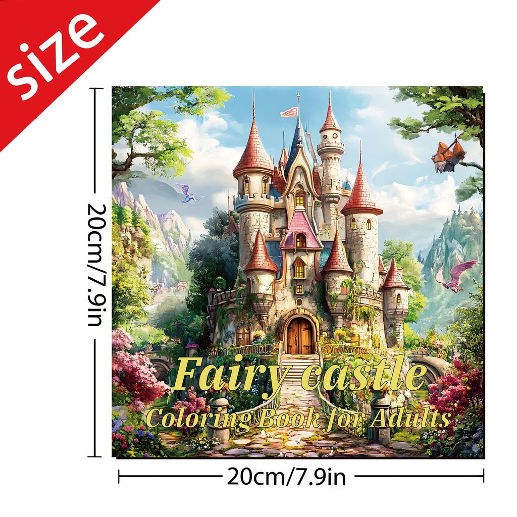 Fairy Castle Coloring Book 20 Page Gift for Birthday Party Relieve Stress Kill Time Graffiti Painting Drawing Art