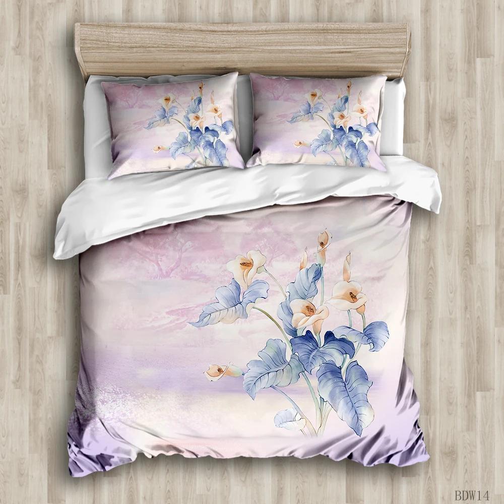 Flower Duvet Cover Botanical Leaves Reversible Floral Colorful Bedding Set Natural Plant Double Queen King Polyester Qulit Cover