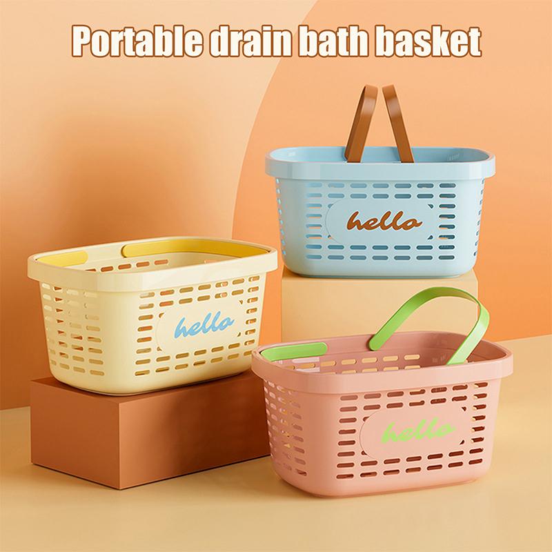Dopamine Thickened Handle Storage Basket, Bathroom/Shower Plastic Mesh Drain Basket For Bathing And Personal Hygiene Items