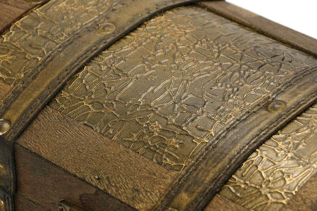 R_planning Antique Wooden Treasure Chest Box, Retro Vintage Decorative Trinket Box