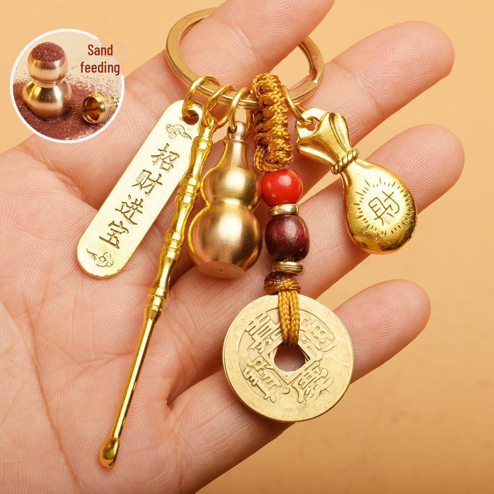 

Брелок-амулет: Монеты пяти императоров, тыква, счеты, башня Вэньчан, денежный мешок, Будда, совок для мусора, ложка для ушей, подвеска с изображением живописного места