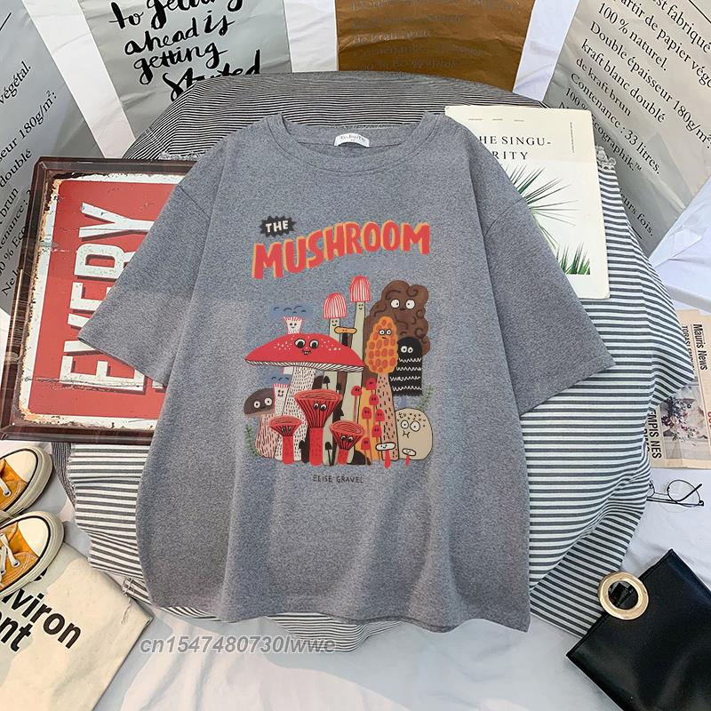 Material Retro Apricot Mushroom Cute T Shirts Oneck Casual 100 Cotton Plus Size Unisex Unisex Tshirts 2022 Streetwear Clothes